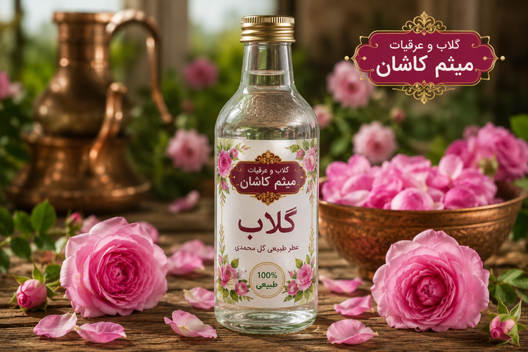 گلاب دو آتیشه سنگین گلاب میثم کاشان | ۱۰۰٪ طبیعی و معطر