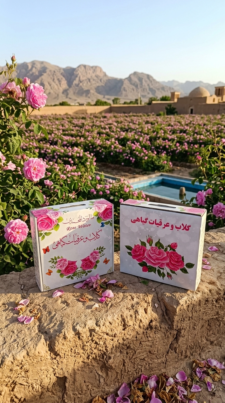 پک کادویی چهارتایی گلاب دو آتشه، عرق هل معطر، عرق بیدمشک اعلا و عرق نعناع فلفلی خالص کاشان