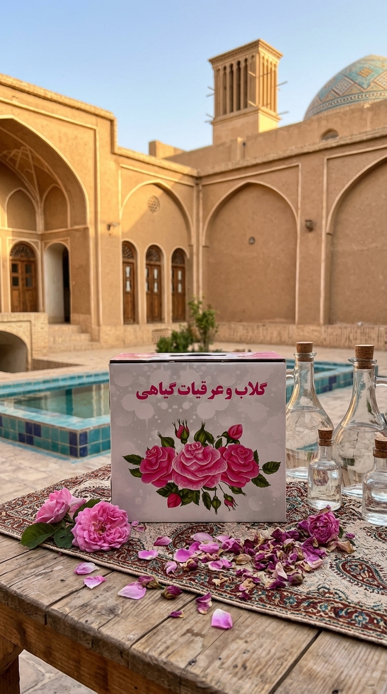 پک کادویی چهارتایی گلاب دو آتشه، عرق هل معطر، عرق بیدمشک اعلا و عرق نعناع فلفلی خالص کاشان