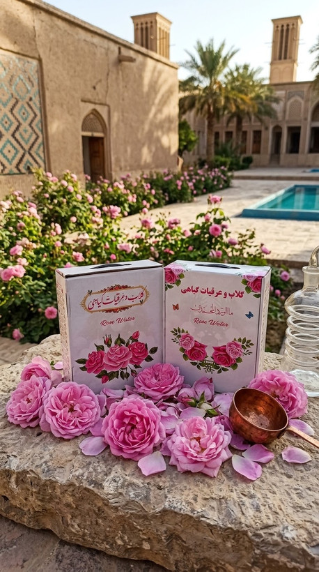 پک کادویی سه تایی گلاب ناب، عرق بیدمشک و عرق بهارنارنج میثم کاشان