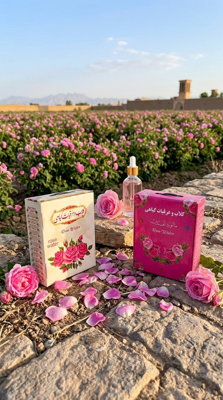 پک کادویی سهتایی گلاب دو آتیشه، عرق هل اعلا و عرق دارچین میثم کاشان