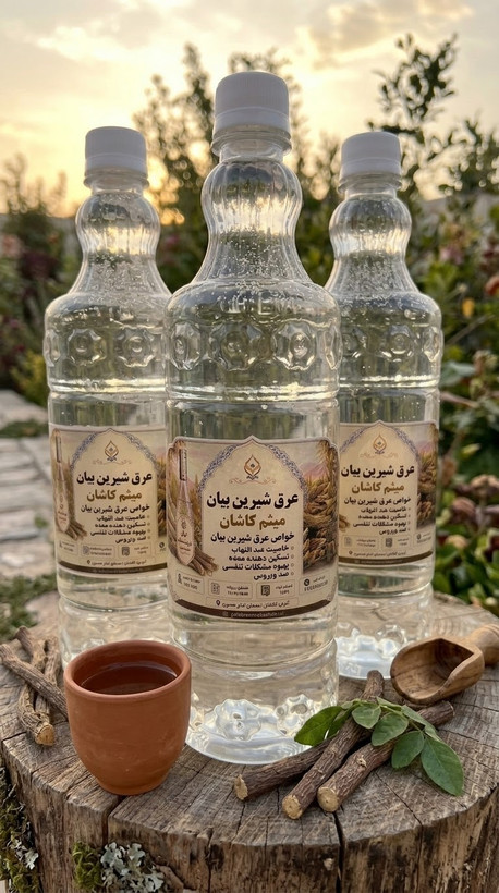عرق شیرینبیان گلاب میثم کاشان | خالص، اصیل و خوشطعم